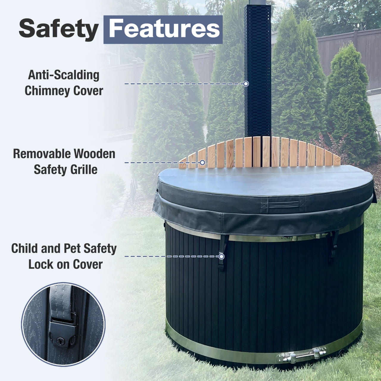 63" Stainless Steel Wood-Fired Hot Tub & Cold Plunge – 3–5 Person Cedar