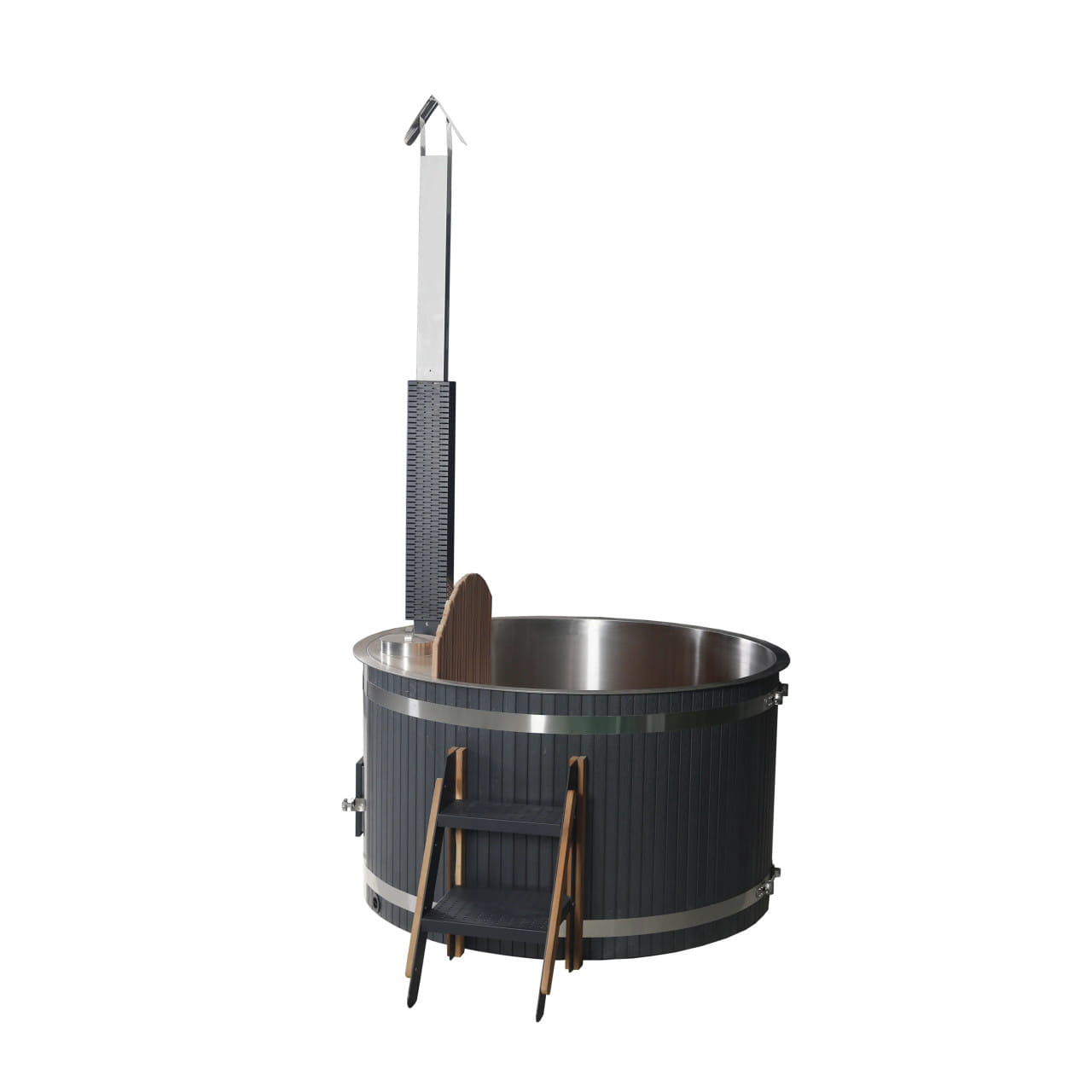 63" Stainless Steel Wood-Fired Hot Tub & Cold Plunge – 3–5 Person Cedar