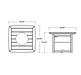 POLYWOOD Square 42-inch Fire Pit Table dimension diagram, 43W x 43D x 23.75H inches with propane storage

