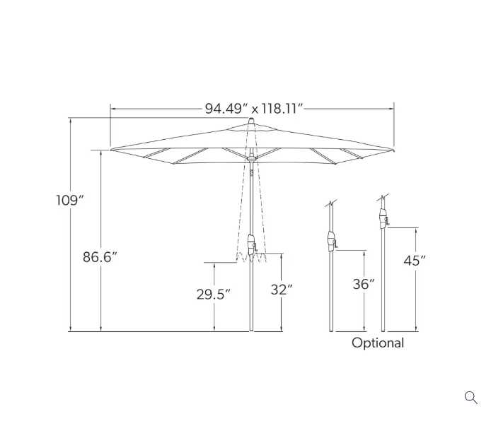 Treasure Garden 8x10 Aluminum Rectangular Patio Umbrella – Auto Tilt Market Shade