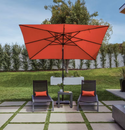 Treasure Garden 8x10 Aluminum Rectangular Patio Umbrella – Auto Tilt Market Shade