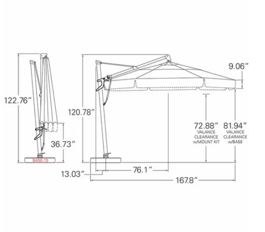 Treasure Garden AKZ Plus 13 ft Octagonal Cantilever Patio Umbrella