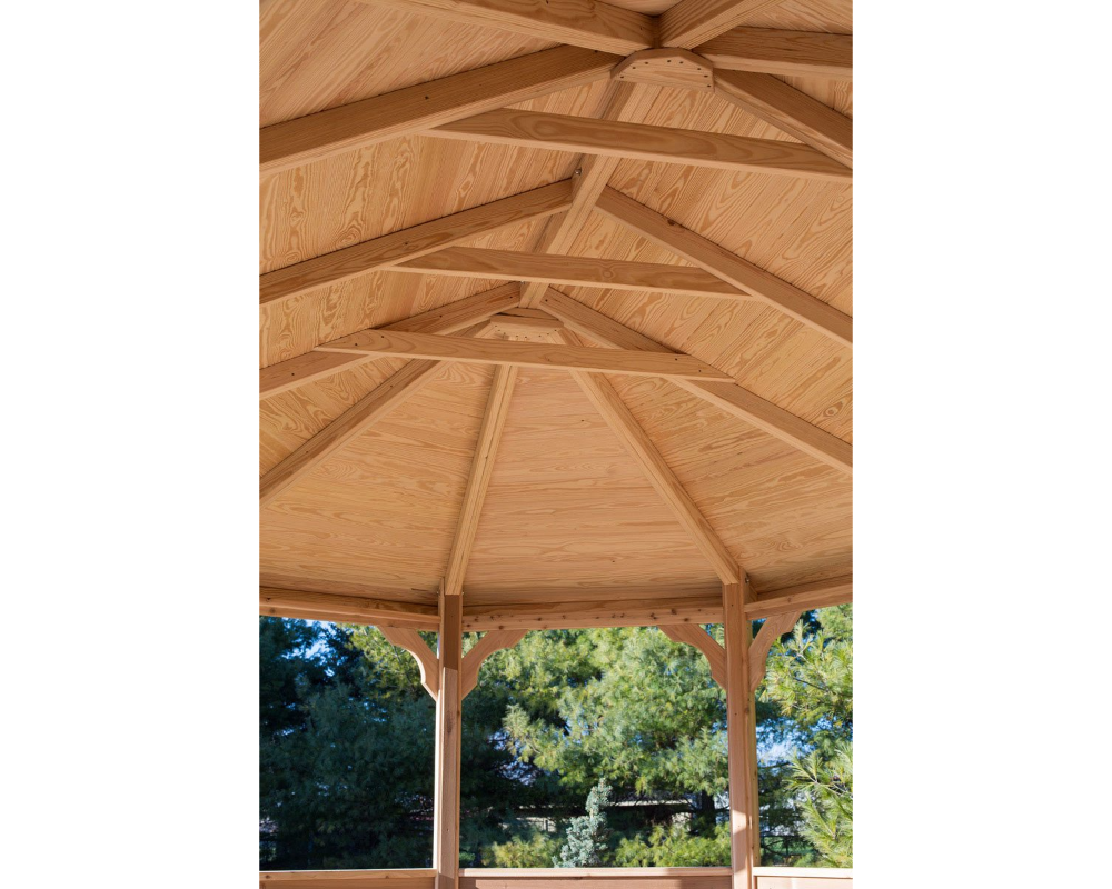 YardCraft 12x18 wood oval cedar gazebo kit interior ceiling detail