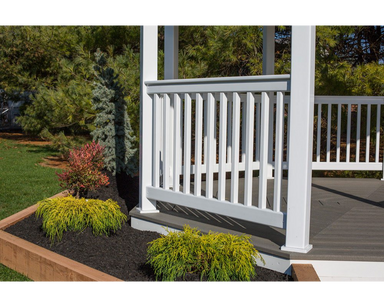 YardCraft 12ft vinyl octagon gazebo kit railing and post detail closeup