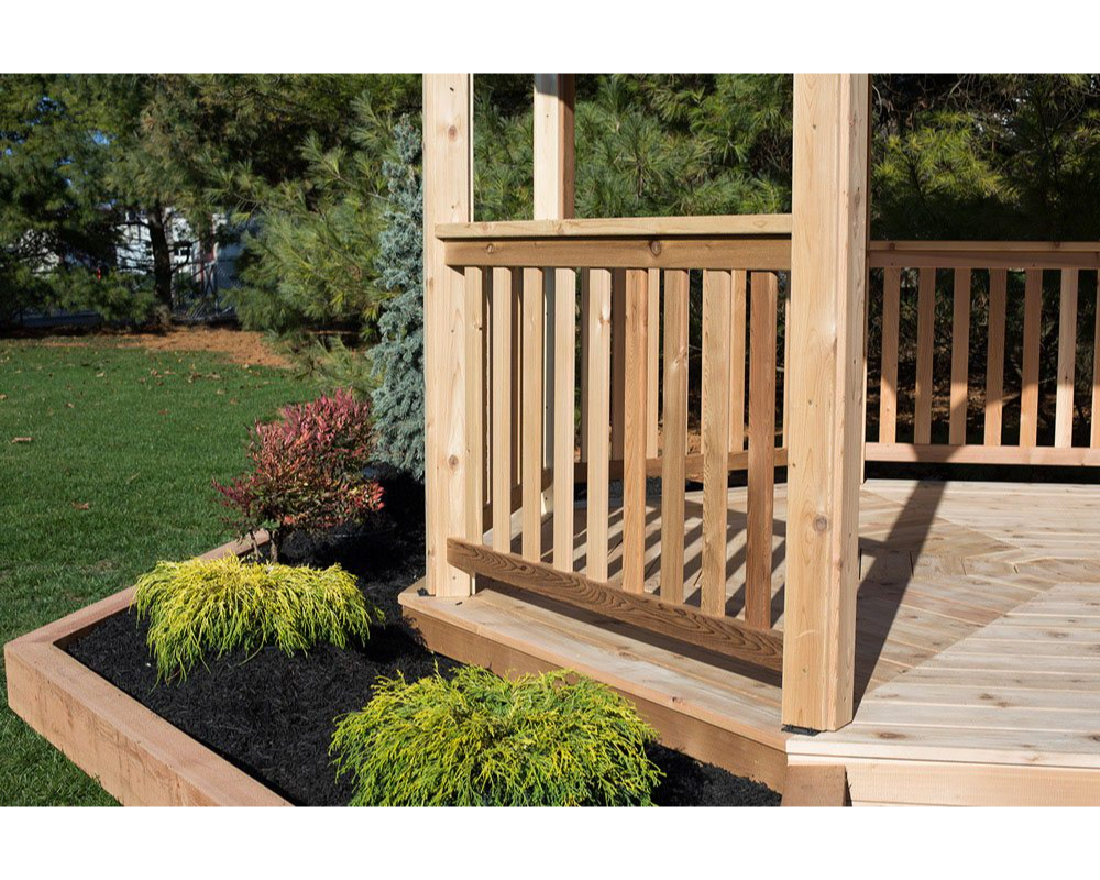 YardCraft 12x18 wood oval cedar gazebo kit railing and post detail