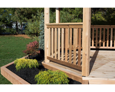 YardCraft 12x18 wood oval cedar gazebo kit railing and post detail
