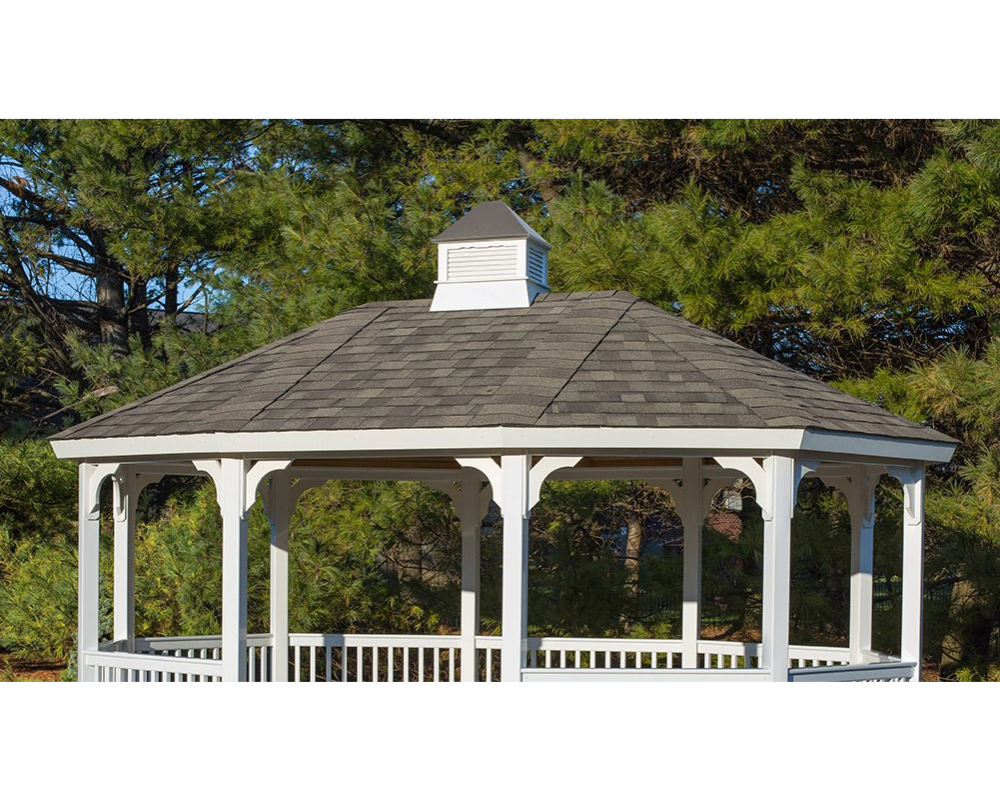 YardCraft 12x18 vinyl oval gazebo kit with cupola and shingled roof