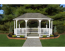 YardCraft 12x18 vinyl oval gazebo kit in backyard garden setting