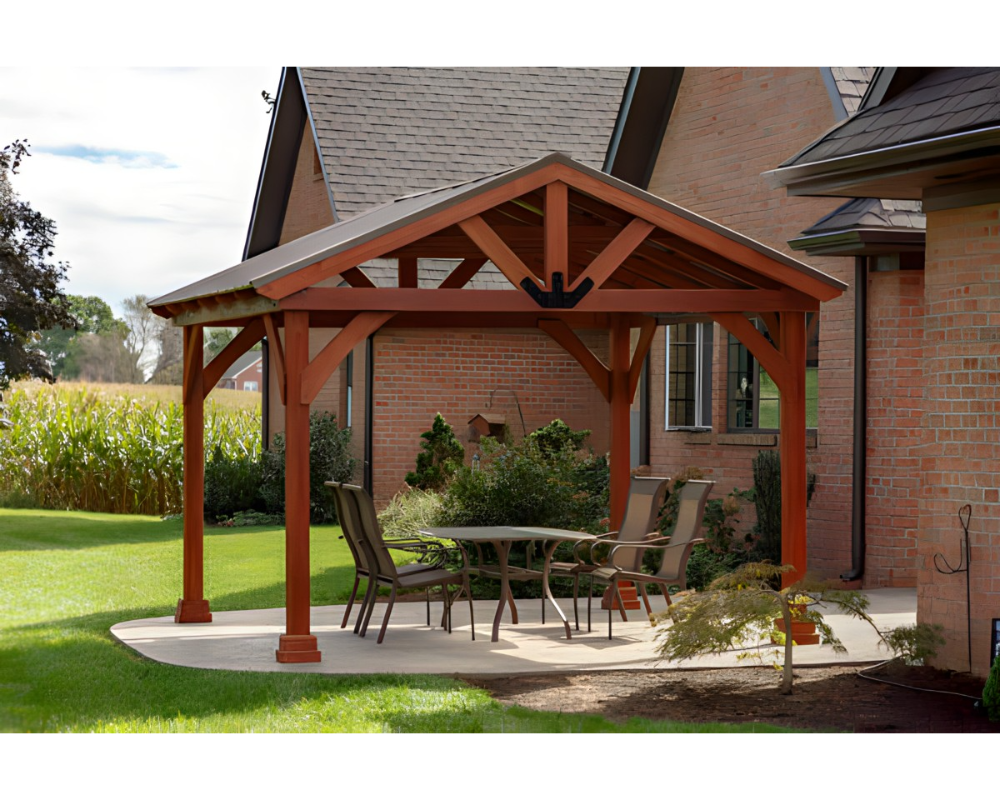 Yard Craft Westmont 12×12 Wood Pavilion Kit Canyon Brown
