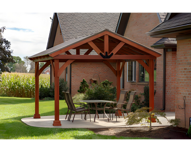 Yard Craft Westmont 12×12 Wood Pavilion Kit Canyon Brown