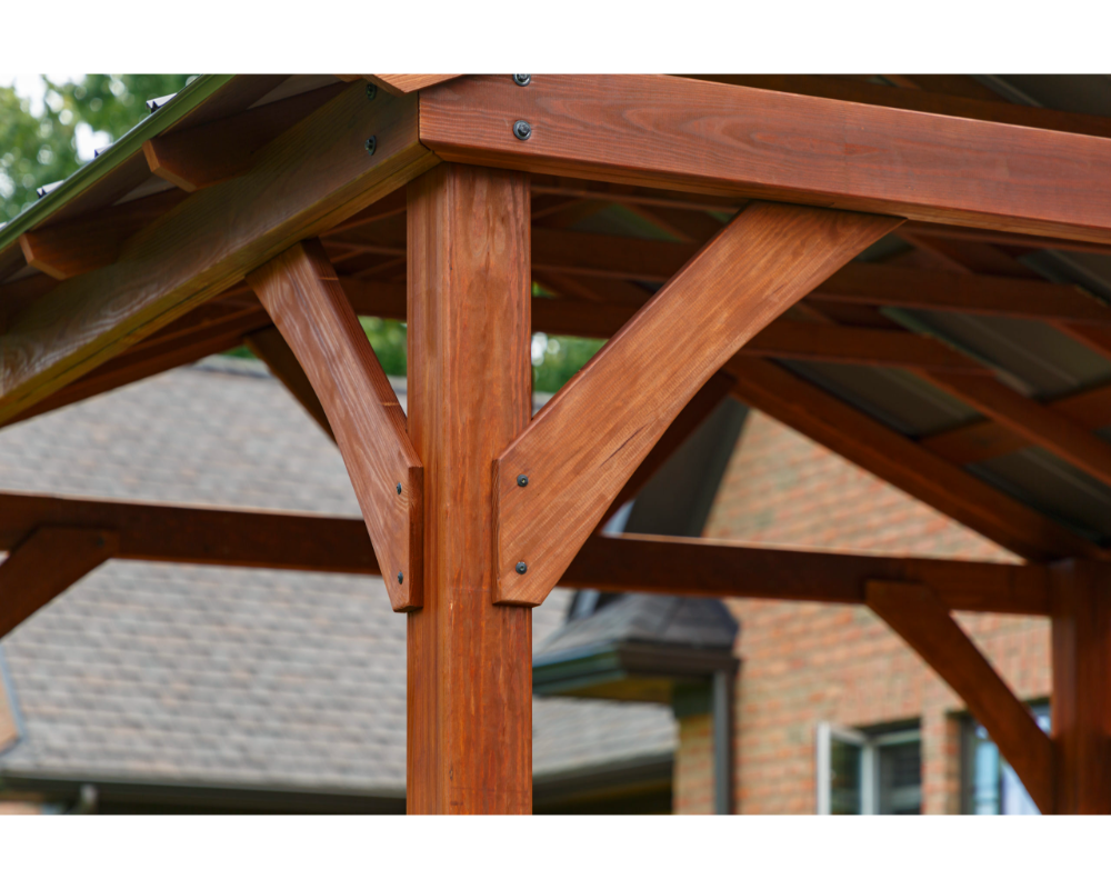 Yard Craft Westmont 12×12 Wood Pavilion Kit Canyon Brown