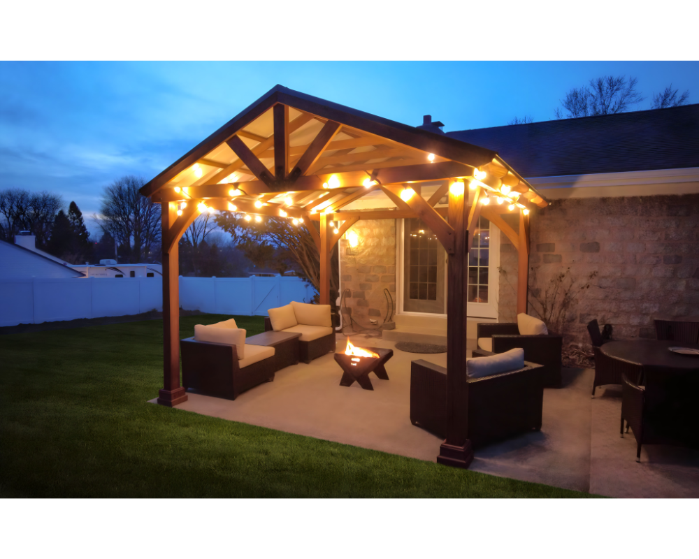 Yard Craft Westmont 12×12 Wood Pavilion Kit Canyon Brown