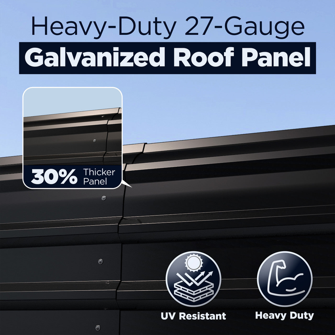 ALEKO black 12 x 26 metal carport with corrugated sidewall panels, view 3