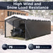 ALEKO black 12 x 26 metal carport with corrugated sidewall panels, view 6