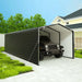 ALEKO black 12 x 26 metal carport with corrugated sidewall panels, view 9