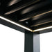 Close-up of the color LED lights built into the Aleko Noble pergola frame