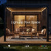 Aleko Noble pergola glowing with LED lights over a patio at night
