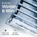 Aleko Noble pergola wind and snow ratings graphic, 84 mph wind and 40 lb per sq ft snow