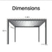 Aleko Noble 10x12 motorized pergola dimensions diagram, 11.48 x 9.84 x 8.2 ft