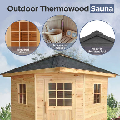 ALEKO thermowood 5 person wet dry outdoor sauna, supplier photo 2