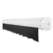 Side view of a black Awntech Key West retractable awning closed inside its white full cassette housing