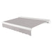 Awntech Key West full cassette motorized retractable awning in Gray acrylic fabric, extended, three-quarter view with white full cassette housing and wave valance