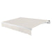 Awntech Maui motorized retractable awning in Oatmeal Tweed acrylic fabric, extended, three-quarter view with white open-roll frame and wave valance