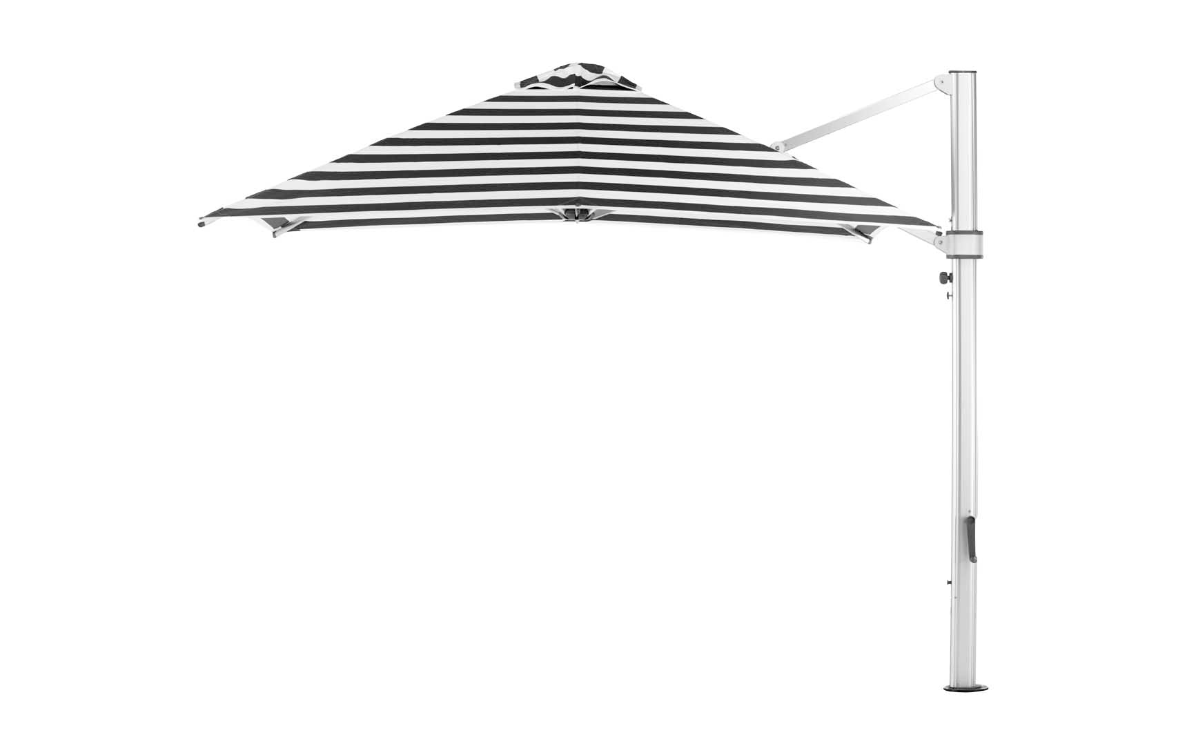 Ledge Lounger 10' Square Ultra cantilever umbrella with Black Stripe canopy