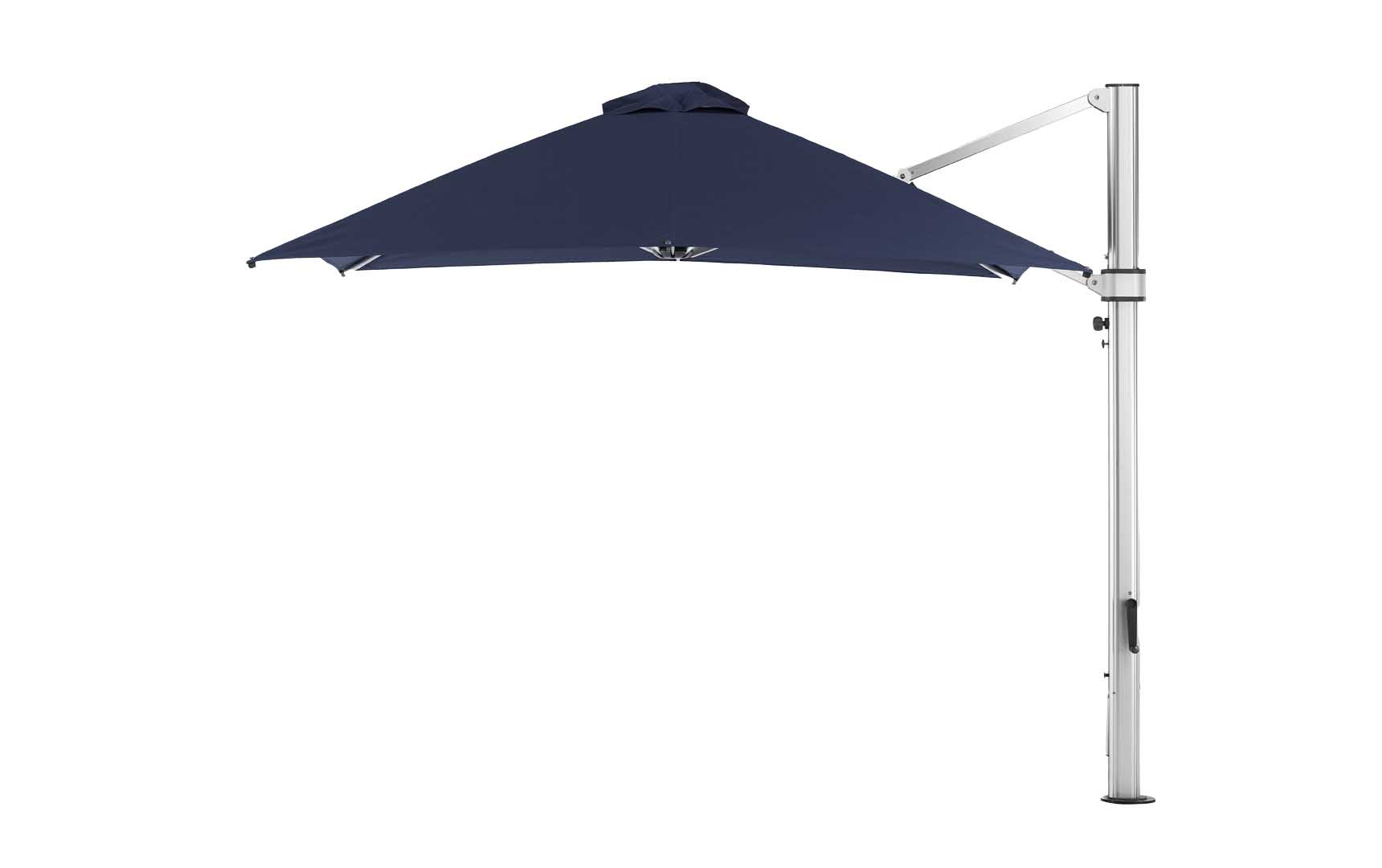 Ledge Lounger 10' Square Ultra cantilever umbrella with Captain Navy canopy
