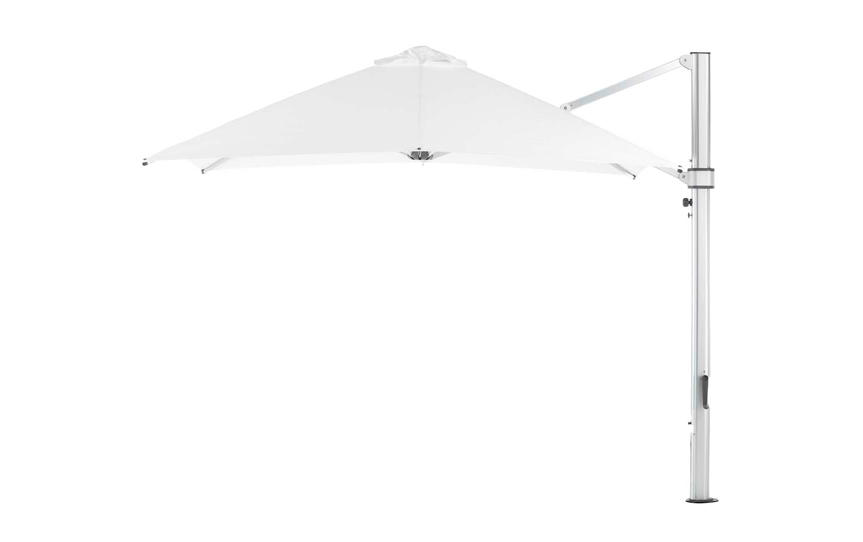 Ledge Lounger 10' Square Ultra cantilever umbrella with White canopy