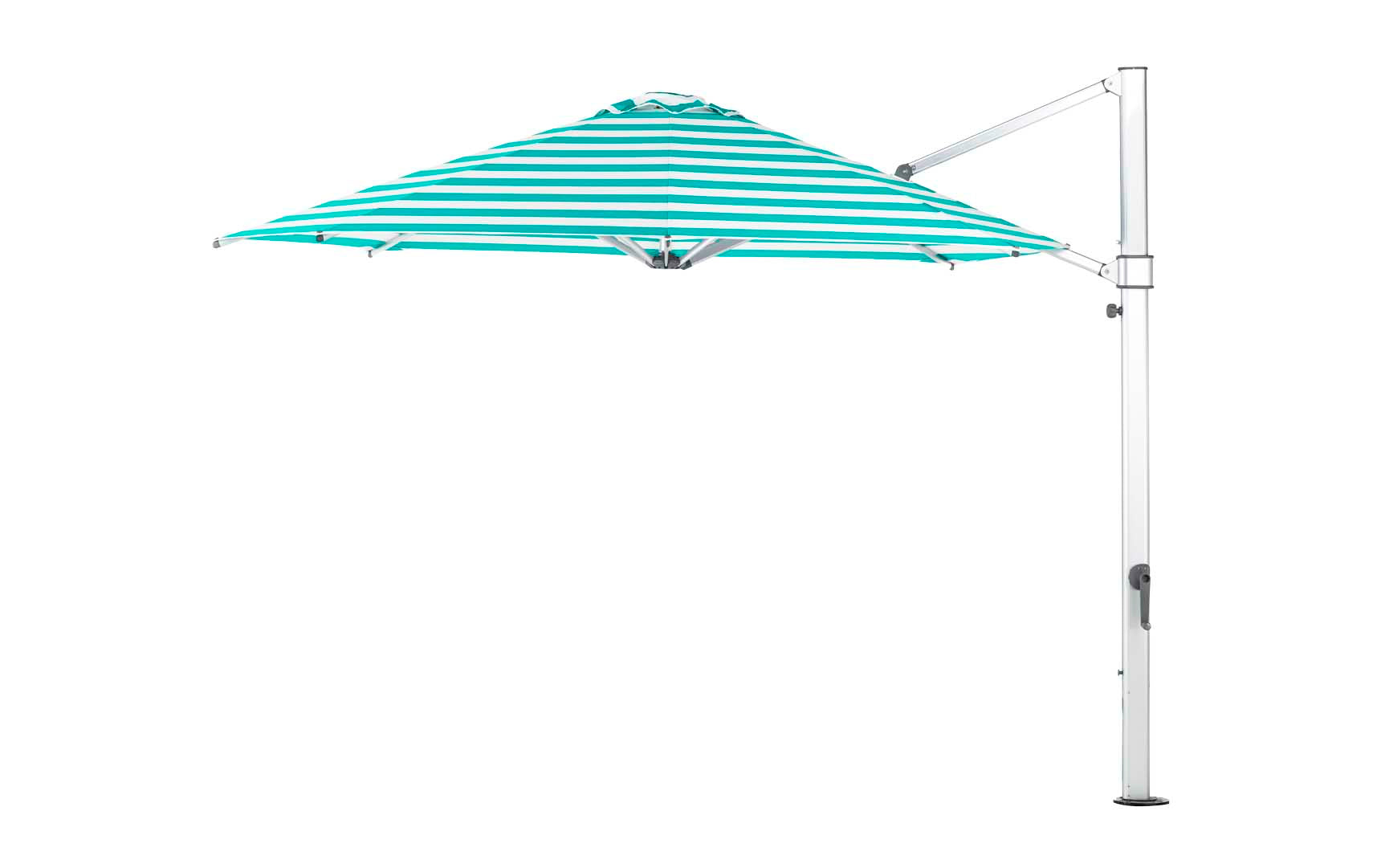 Ledge Lounger 11' Octagon Ultra cantilever umbrella with Turquoise Stripe canopy