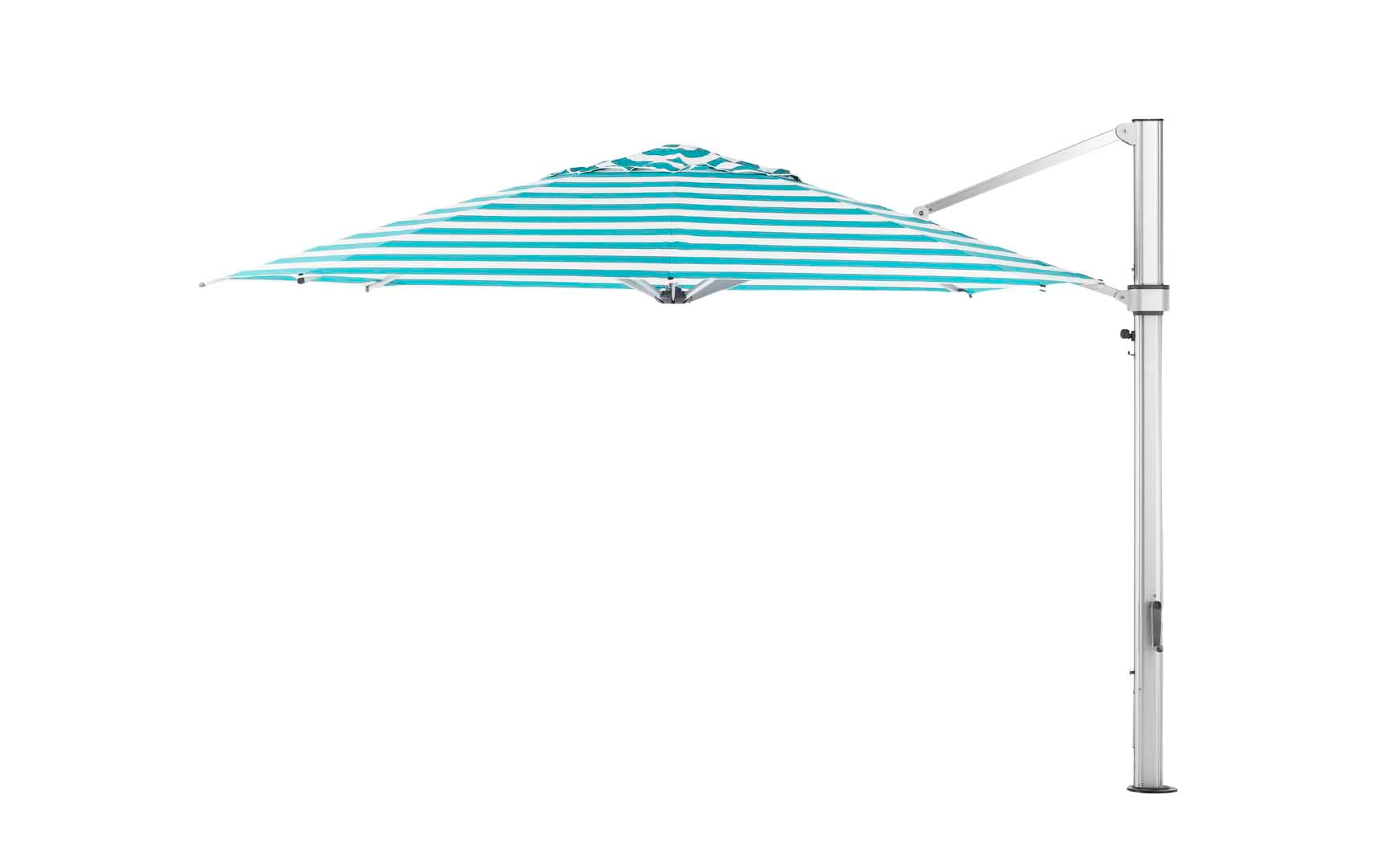 Ledge Lounger 13' Octagon Ultra cantilever umbrella with Turquoise Stripe canopy