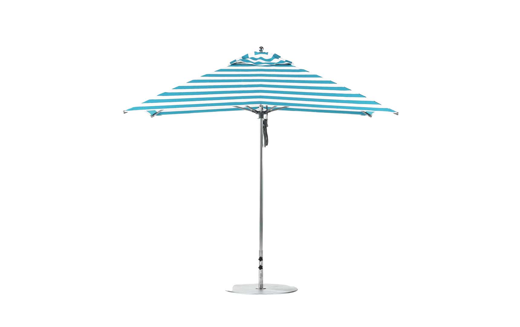 Ledge Lounger Essential 10' square pool umbrella with Turquoise Stripe canopy