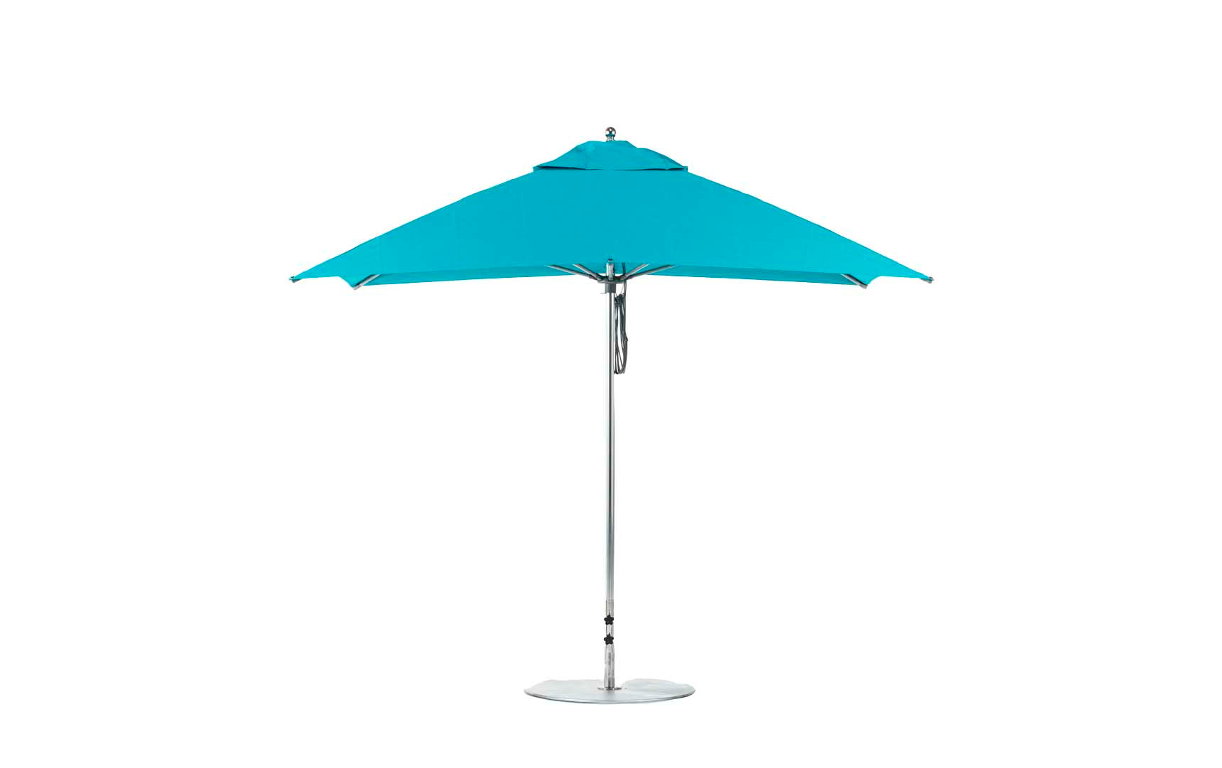 Ledge Lounger Essential 10' square pool umbrella with Turquoise canopy