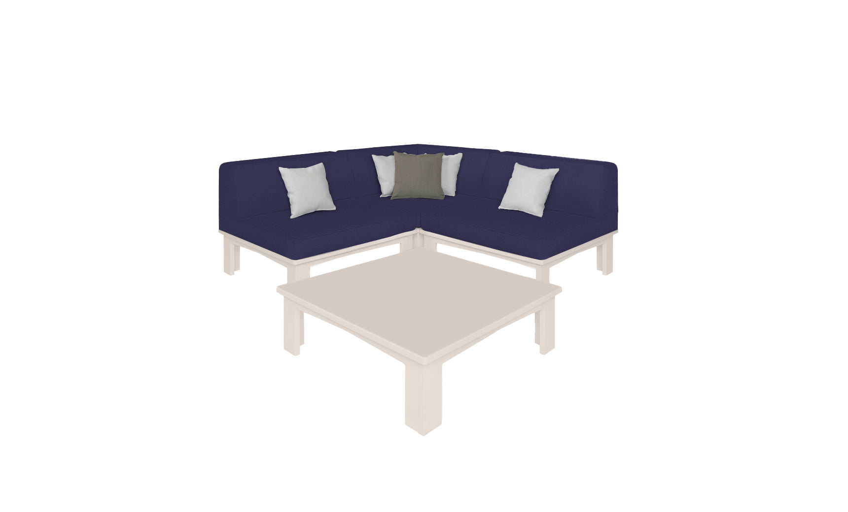 Ledge Lounger Mainstay outdoor sectional 4 piece set, Cloud resin frame with Captain Navy fabric cushions
