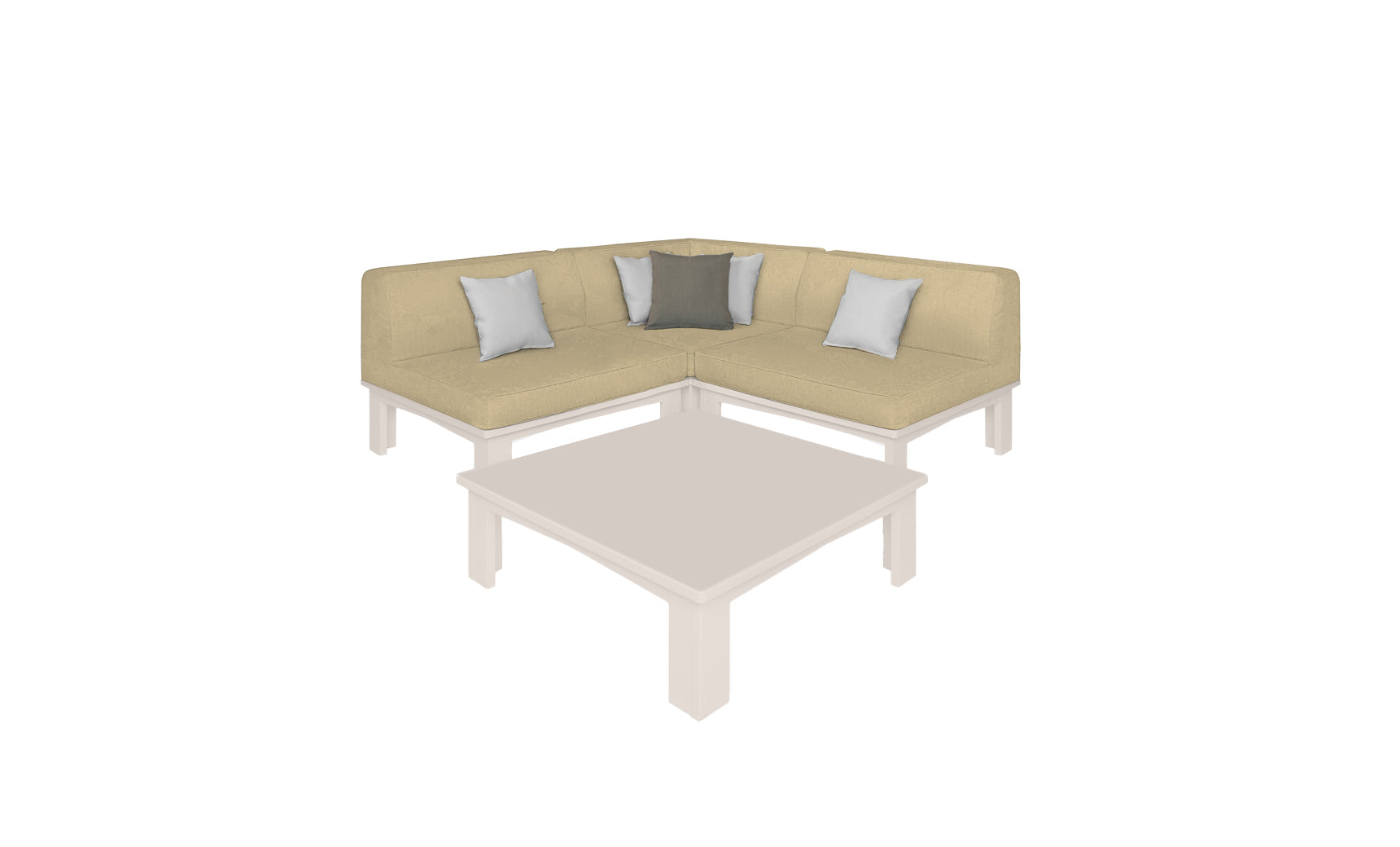 Ledge Lounger Mainstay outdoor sectional 4 piece set, Cloud resin frame with Linen fabric cushions