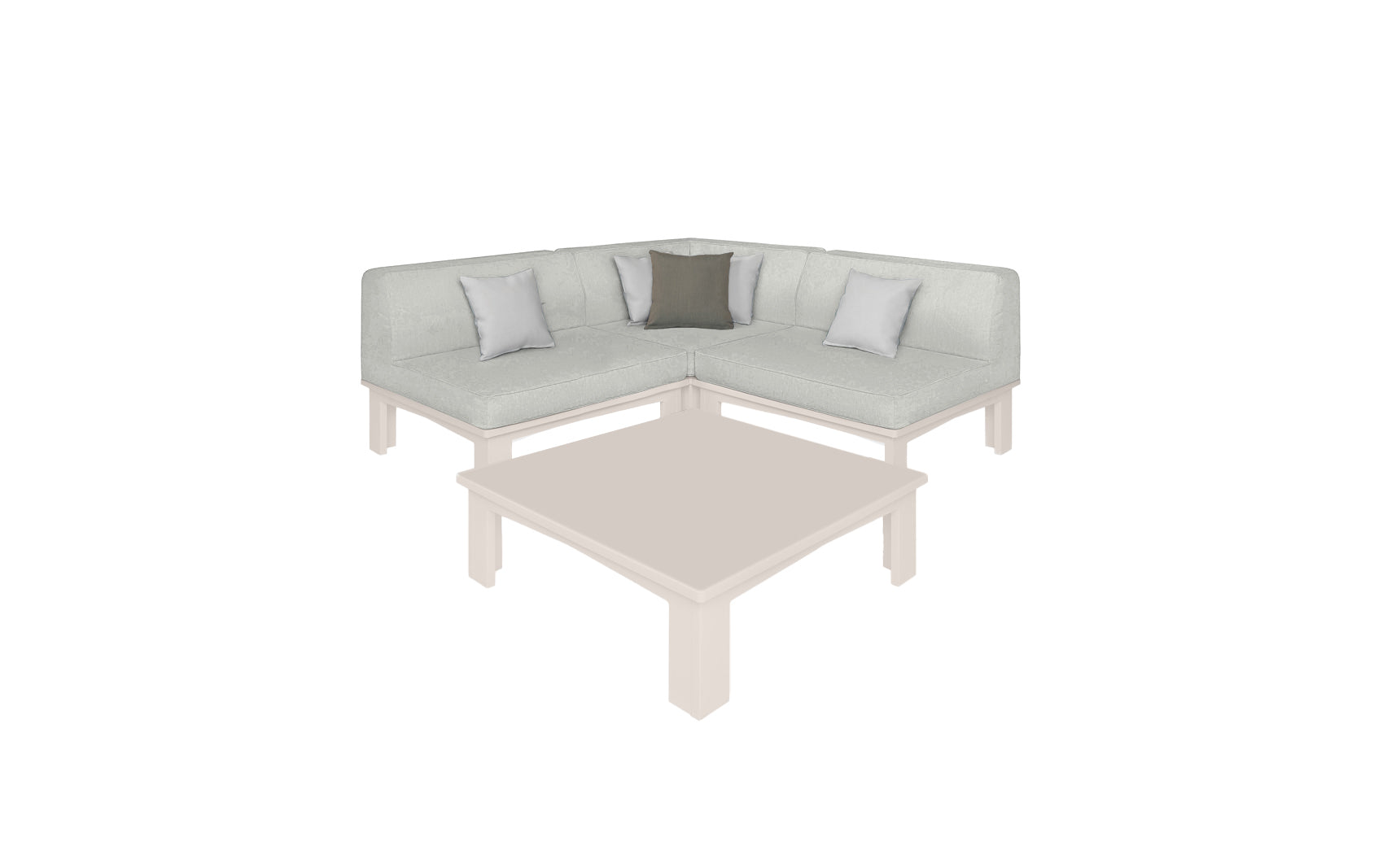 Ledge Lounger Mainstay outdoor sectional 4 piece set, Cloud resin frame with Silver fabric cushions