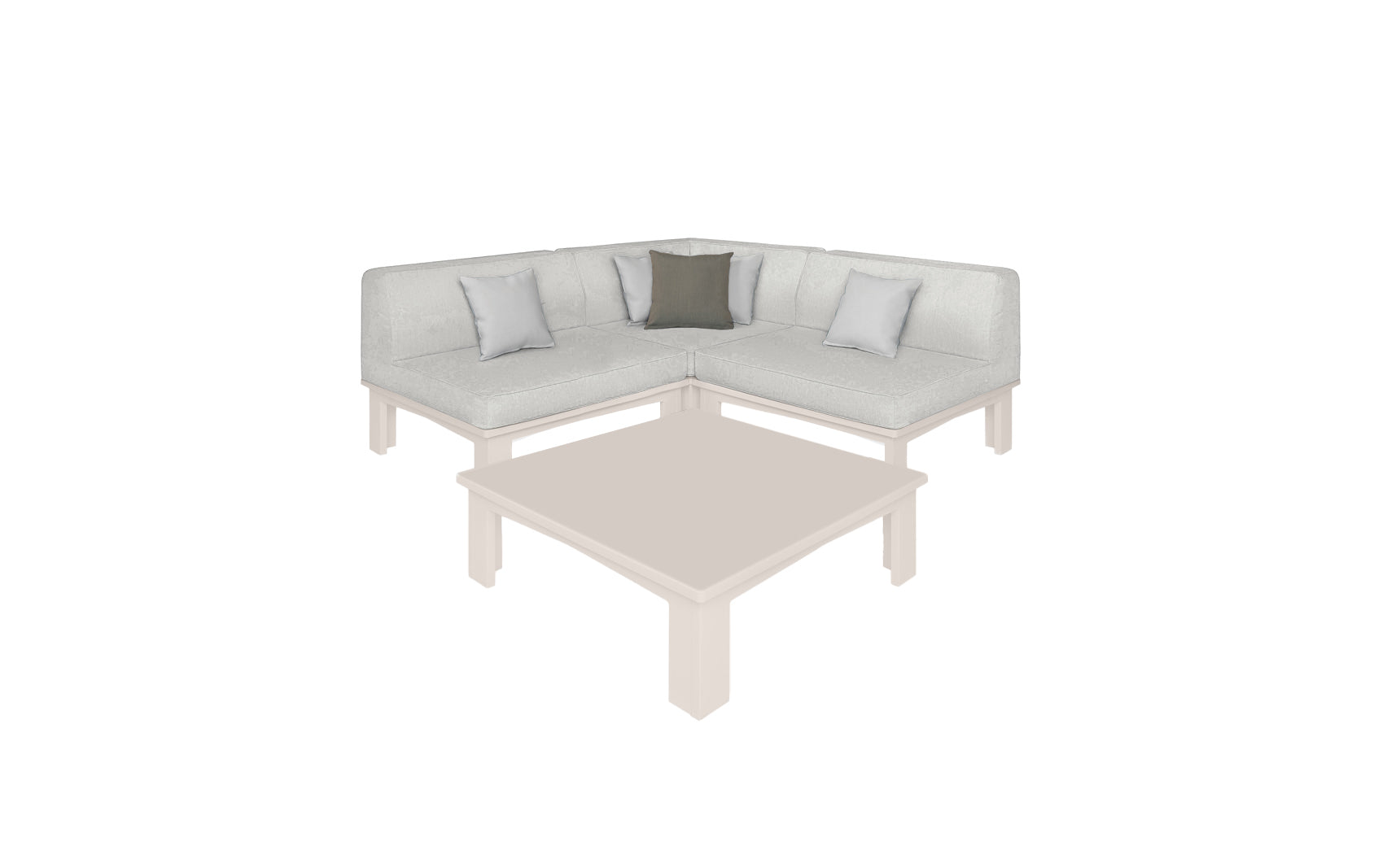 Ledge Lounger Mainstay outdoor sectional 4 piece set, Cloud resin frame with White fabric cushions
