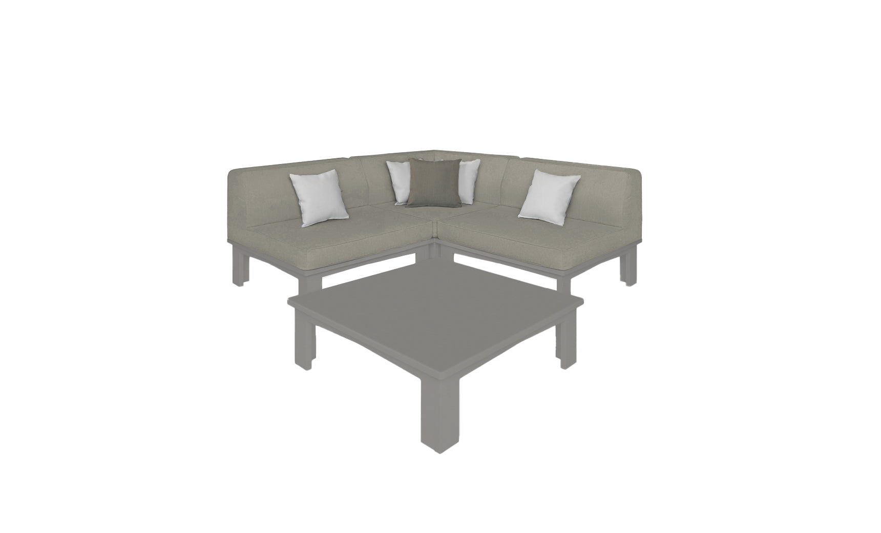 Ledge Lounger Mainstay outdoor sectional 4 piece set, Gray resin frame with Cadet Gray fabric cushions