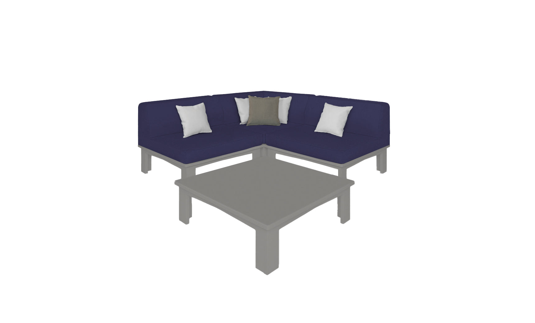 Ledge Lounger Mainstay outdoor sectional 4 piece set, Gray resin frame with Captain Navy fabric cushions