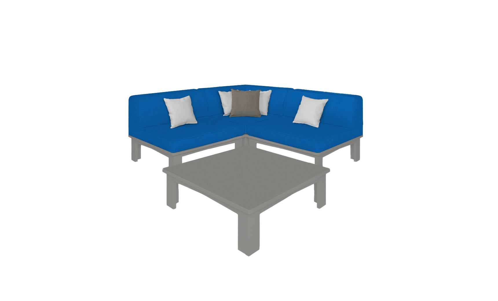 Ledge Lounger Mainstay outdoor sectional 4 piece set, Gray resin frame with Pacific fabric cushions