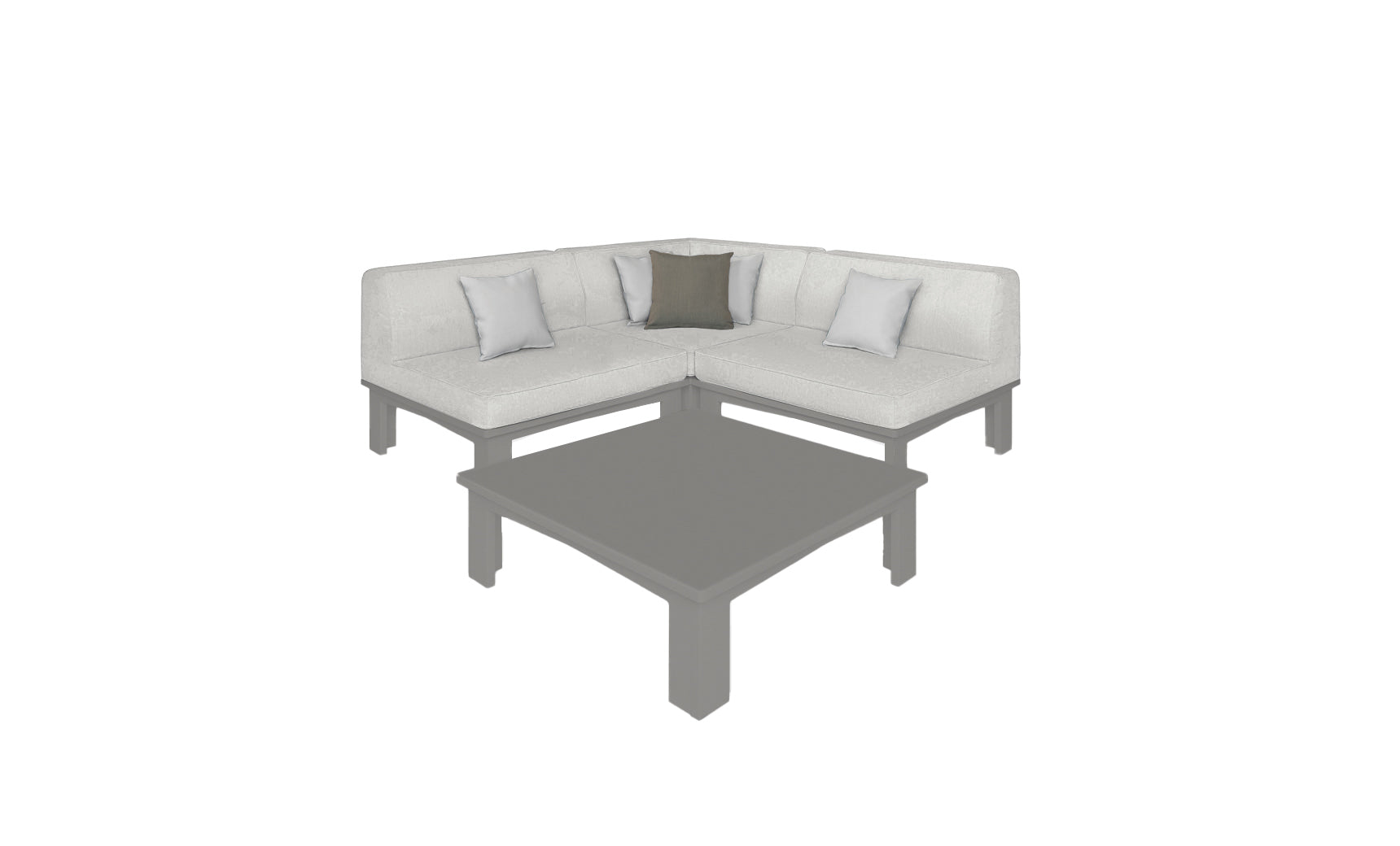 Ledge Lounger Mainstay outdoor sectional 4 piece set, Gray resin frame with White fabric cushions