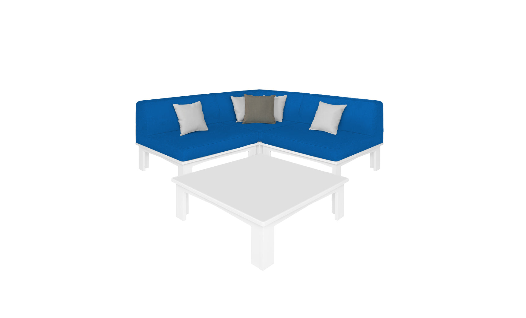 Ledge Lounger Mainstay outdoor sectional 4 piece set, White resin frame with Pacific fabric cushions