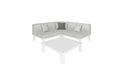 Ledge Lounger Mainstay outdoor sectional 4 piece set, White resin frame with Silver fabric cushions