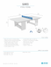 Ledge Lounger ping pong table specification sheet showing 96 inches long, 48 inches wide, 30 inches high and 267 pounds