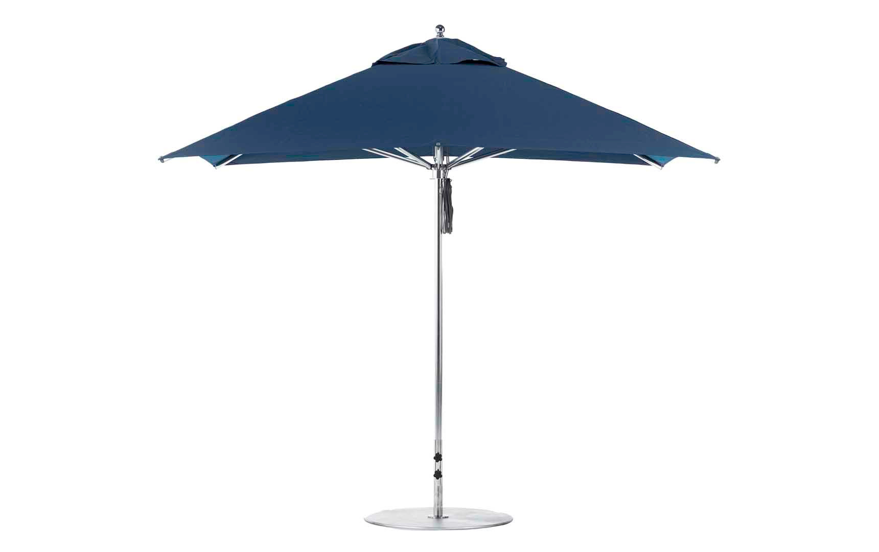 Ledge Lounger Premier 10' square pool umbrella with Captain Navy canopy