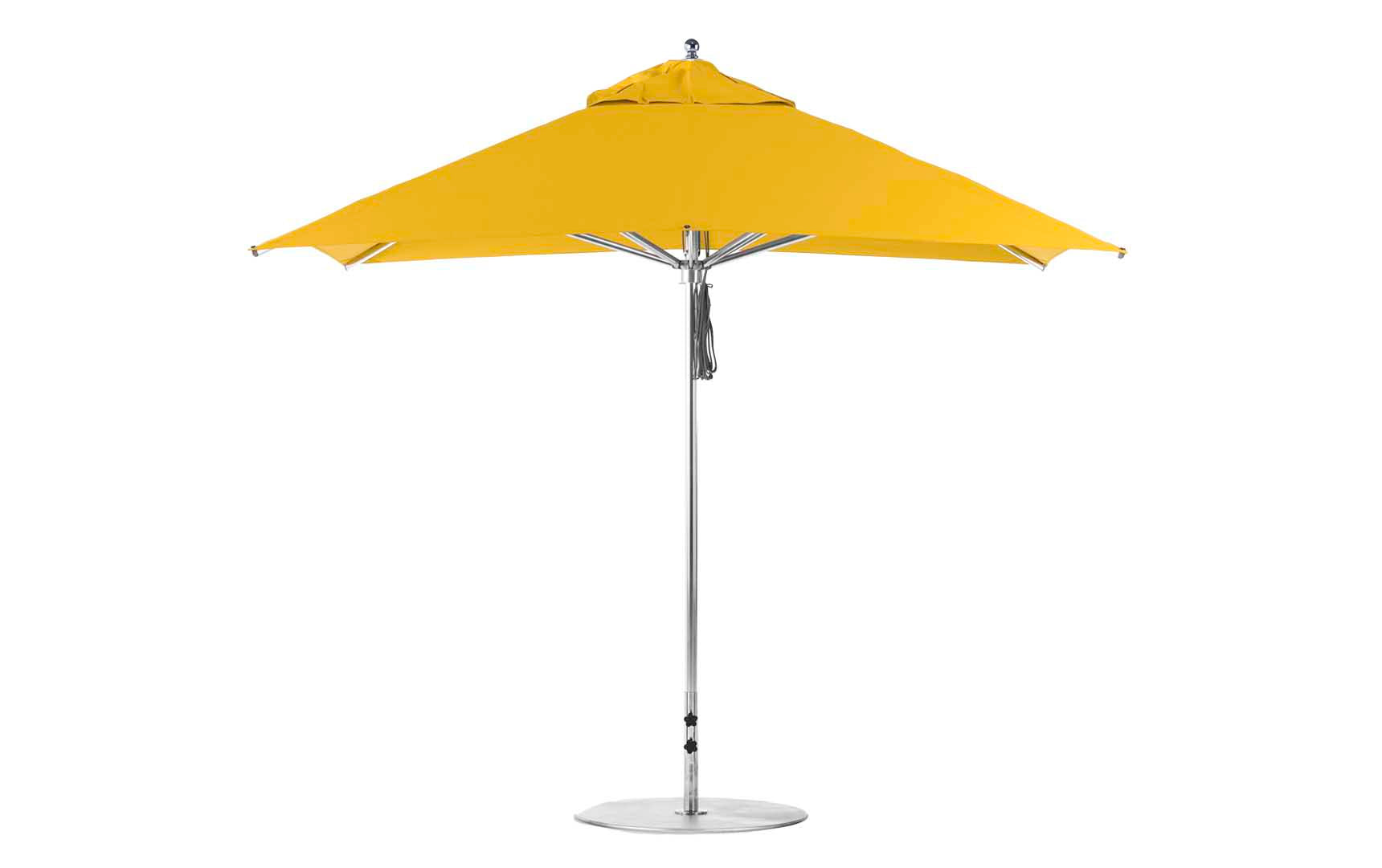 Ledge Lounger Premier 10' square pool umbrella with Sunflower Yellow canopy