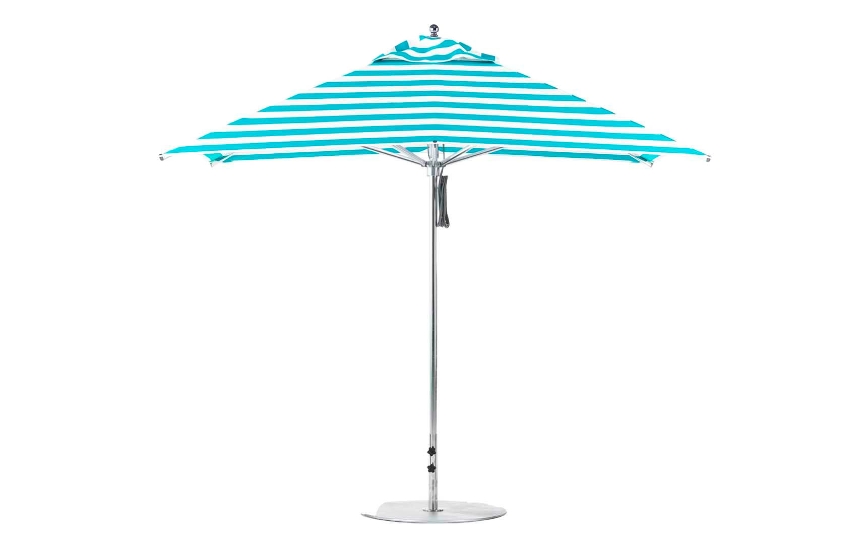 Ledge Lounger Premier 10' square pool umbrella with Turquoise Stripe canopy