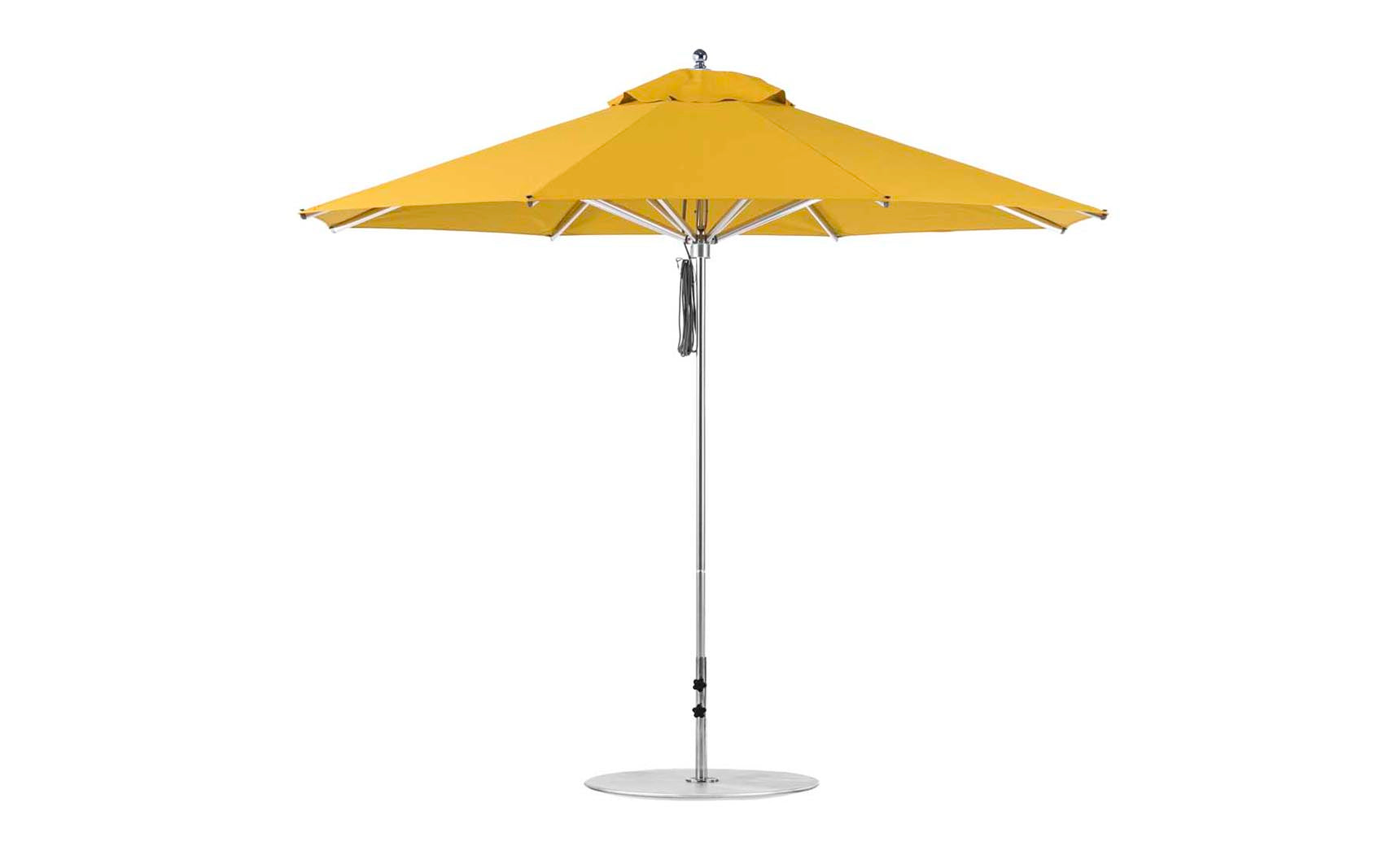 Ledge Lounger Premier 11' octagon pool umbrella with Sunflower Yellow canopy