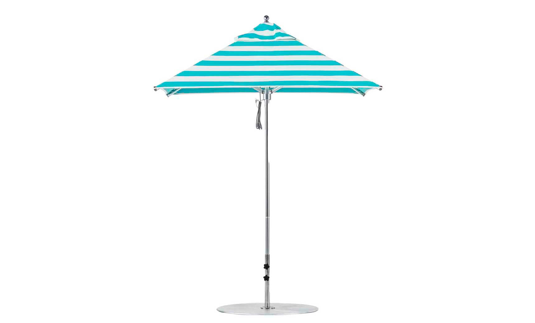 Ledge Lounger Premier 6.5' square pool umbrella with Turquoise Stripe canopy